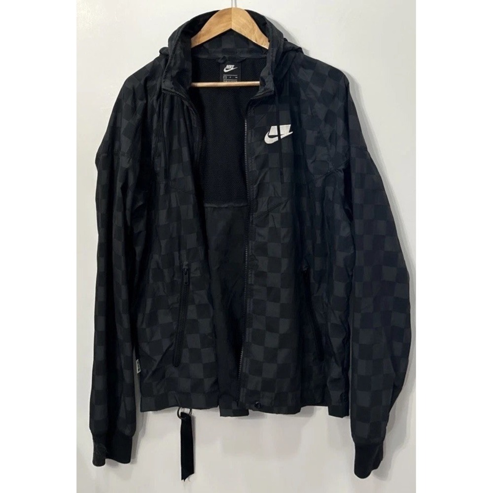 Men's Nike NSW Windrunner Jacket Packable Hood AR1958 010 Sz Small Check Pattern